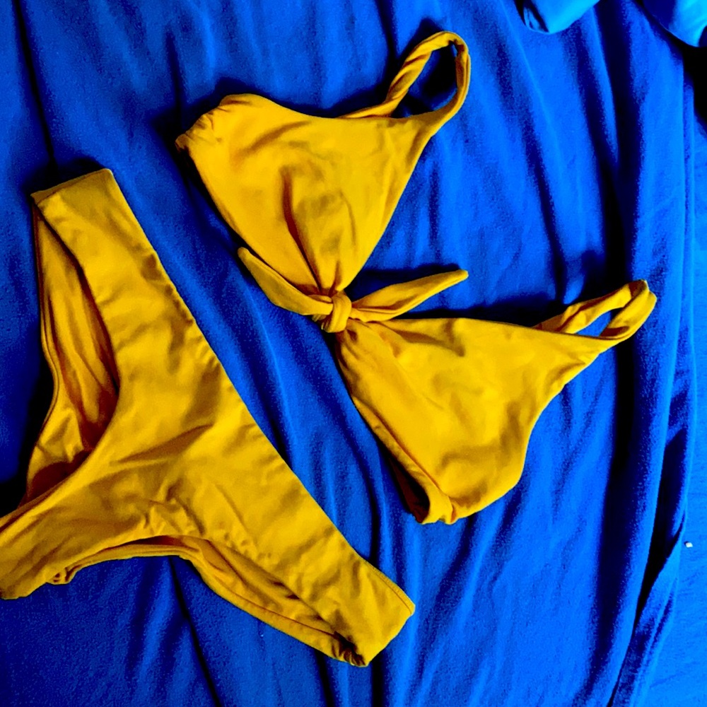 Mango colored cheeky bikini